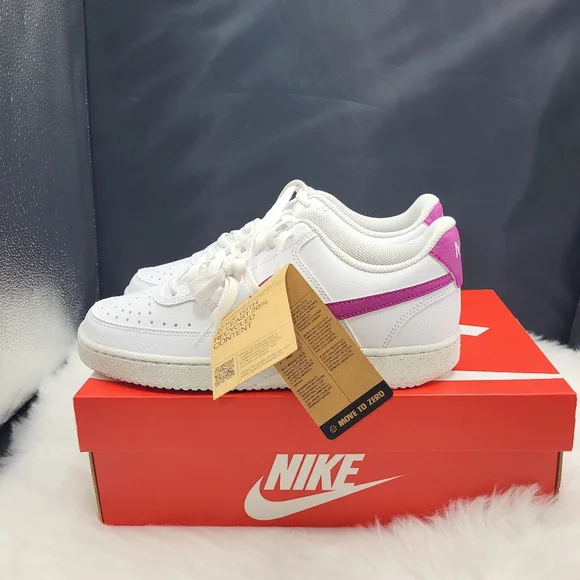 Nike Court Vision Low White and Purple Athletic Shoes - Picture 7 of 7